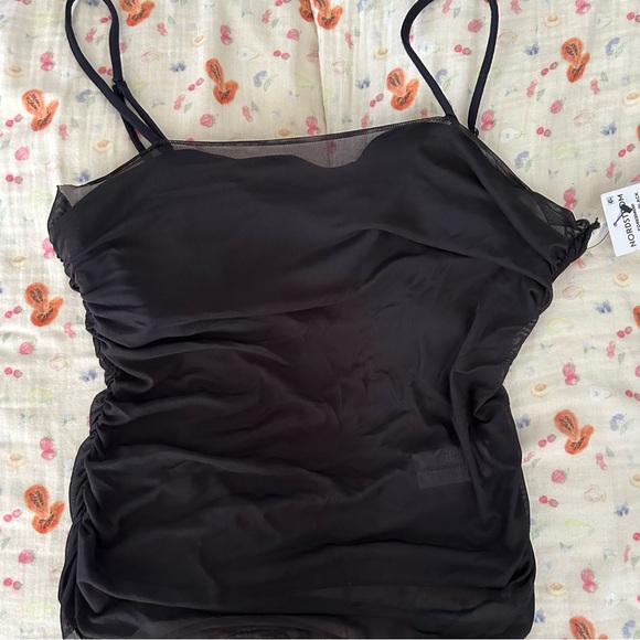 Nordstrom Open Edit Ruched Mesh Cami - Picture 2 of 4